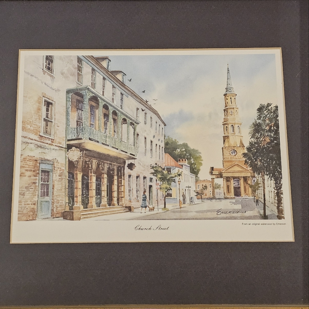 Framed and Matted Charleston, SC Watercolor Prints in Gold Frames - Picture 5 of 6